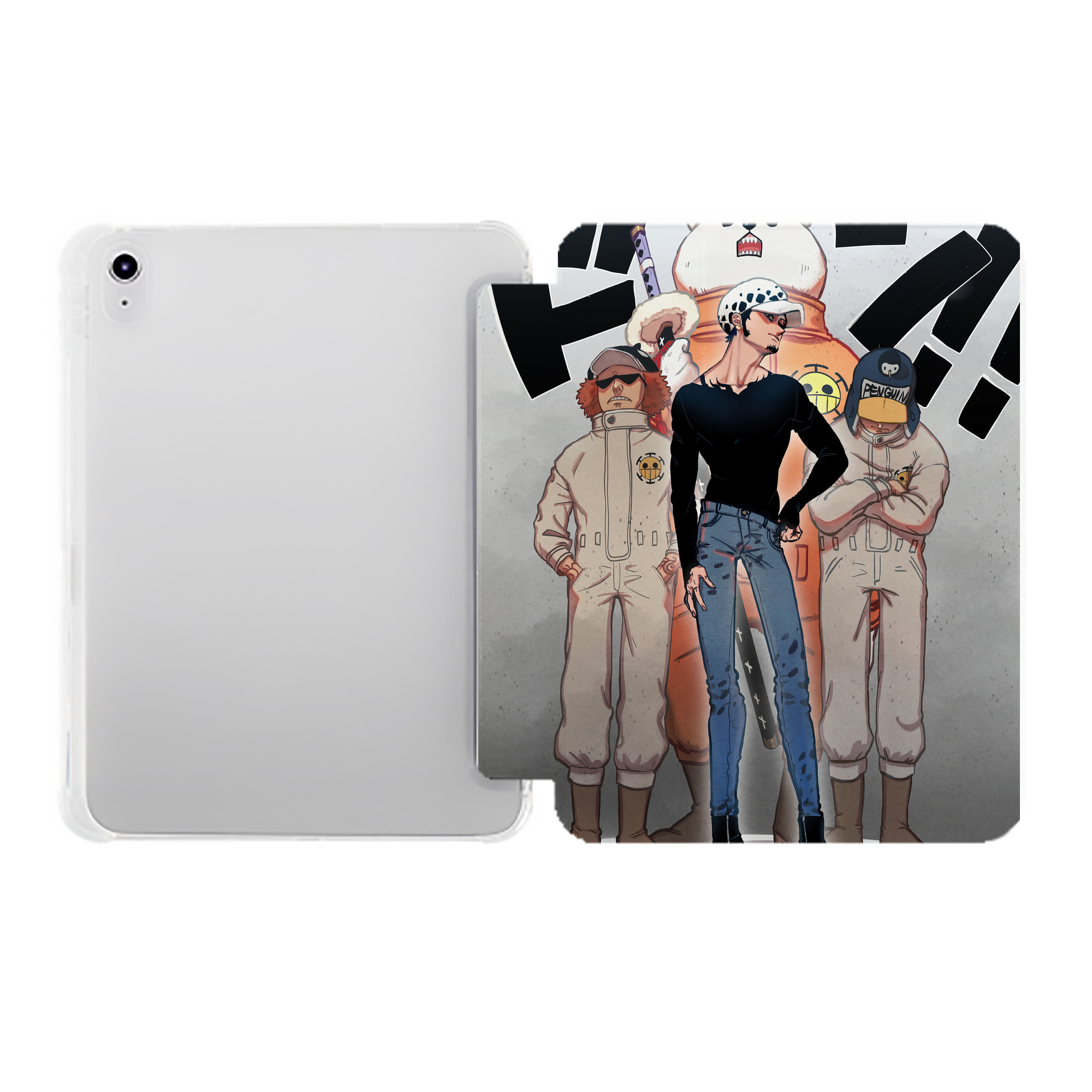 （画像用） ワンピース ONE PIECE IPad ケース ペン収納付き 三つ折りスタンド PUレザー×シリコン 対応機種9.5/10.5/10.9インチ